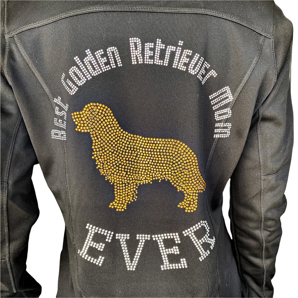 Best Golden Retriever Mom Ever Rhinestone Athletic Jacket